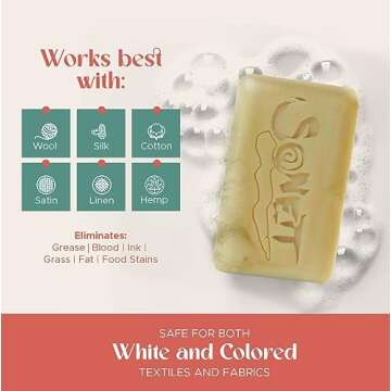 Sonett Organic Bar Stain Remover For Clothes- Concentrated Laundry Stain Remover Detergent Gall Soap For Deep Cleaning- Highly Effective Against Ink, Blood, Grease, Fruit Stains- 4oz, Pack of 2