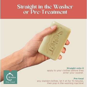 Sonett Organic Bar Stain Remover For Clothes- Concentrated Laundry Stain Remover Detergent Gall Soap For Deep Cleaning- Highly Effective Against Ink, Blood, Grease, Fruit Stains- 4oz, Pack of 2