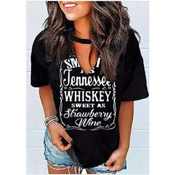 Cowgirls T-Shirts for Women - Summer Sexy V Neck Country Graphic Tees Tops