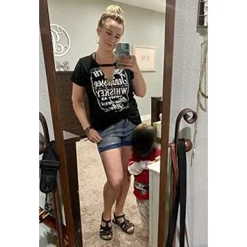 Cowgirls T-Shirts for Women Summer V Neck Tennessee Whiskey Tees