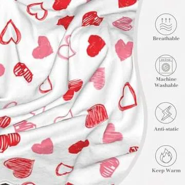 Valentine's Day Love Heart Throw Blanket - Ultra Soft Cozy Gift