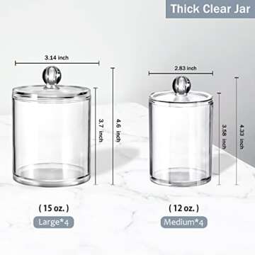 SheeChung Clear Acrylic Apothecary Jar Set for Organizing