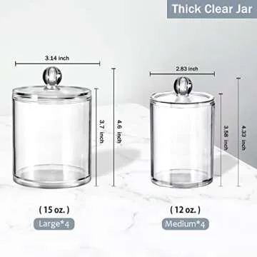SheeChung Clear Acrylic Apothecary Jar Set for Organizing
