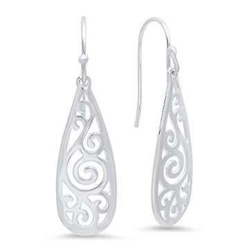 MAX + STONE 925 Filigree Sterling Silver Teardrop Earrings