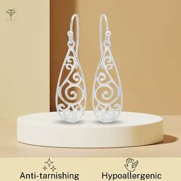 MAX + STONE 925 Filigree Sterling Silver Teardrop Earrings