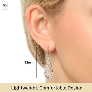 MAX + STONE 925 Filigree Sterling Silver Teardrop Earrings