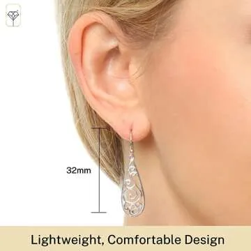 MAX + STONE 925 Filigree Sterling Silver Teardrop Earrings