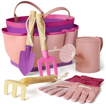 Kinderific Gardening Tool Set - Durable Kids Gardening Kit with Tote Bag and Tools