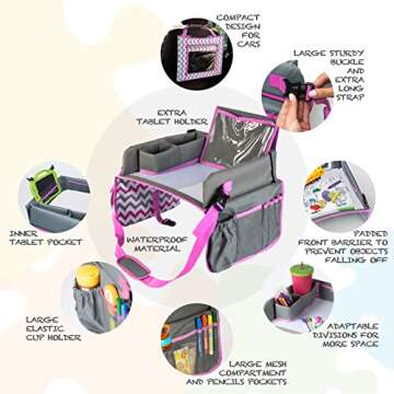 Kids Travel Car Seat Tray - Portable Fun Organizer