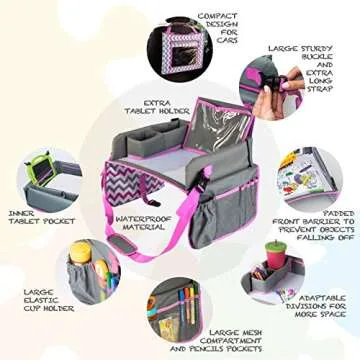 Kids Travel Car Seat Tray - Portable Fun Organizer