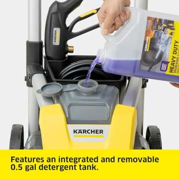 Kärcher Pressure Washer K1700, 3 Spray Nozzles, Detergent Tank, For Cars, Driveways, Siding, Patios, 1.46 max. GPM