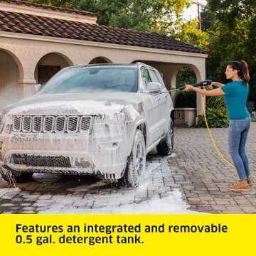 Kärcher Pressure Washer K1700, 3 Spray Nozzles, Detergent Tank, For Cars, Driveways, Siding, Patios, 1.46 max. GPM