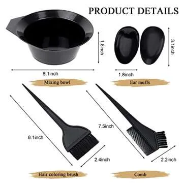 1st Choice Hair Dye Color Brush and Bowl Set, Tint Comb for Hair Tint Dying Coloring Applicator, (2 ...