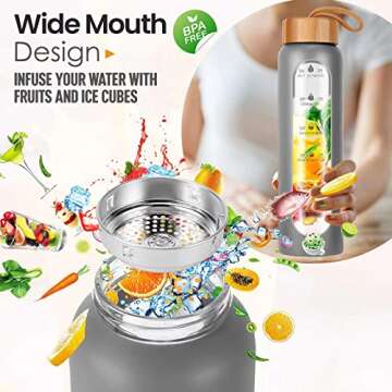 Aqulea 32 Oz Motivational Glass Water Bottle with Infuser