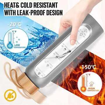 Aqulea 32 Oz Motivational Glass Water Bottle with Infuser