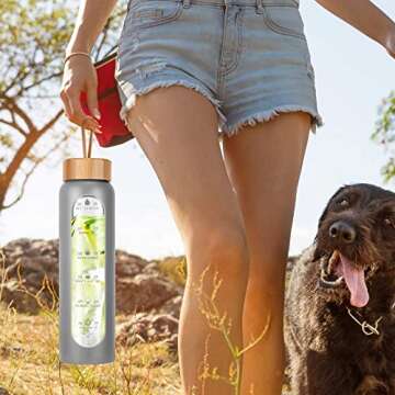 Aqulea 32 Oz Motivational Glass Water Bottle with Infuser