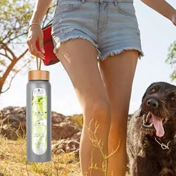 Aqulea 32 Oz Motivational Glass Water Bottle with Infuser