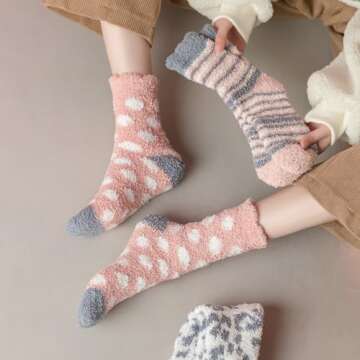 Loiyadn Fuzzy Socks for Women - Womens Fuzzy Socks Fluffy Cozy Socks, Pink Socks, Warm Socks for Wom...