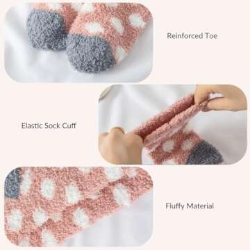 Loiyadn Fuzzy Socks for Women - Womens Fuzzy Socks Fluffy Cozy Socks, Pink Socks, Warm Socks for Women Slipper Socks