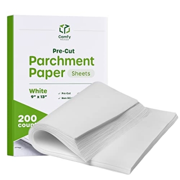Comfy Package, [9 x 13 Inch - 200 Count] Pre-Cut Parchment Paper Baking Sheets, Non-Stick - Parchmen...