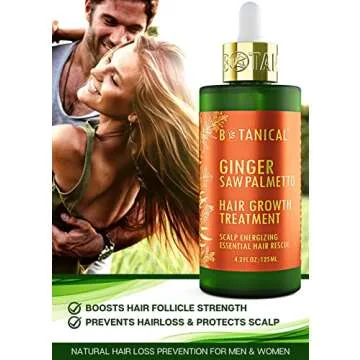 Botanical 'Scalp Energizing' Ginger Saw Palmetto Treatment for Hair Loss and Thinning with Biotin - Pre-Shampoo Hair Thickening Oil for Women & Men, 4.2 Fl Oz