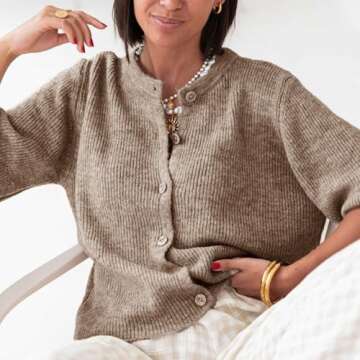 Chic Women Y2k Crop Knit Cardigan for Casual Style