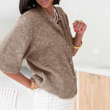 Chic Women Y2k Crop Knit Cardigan for Casual Style