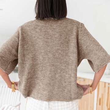 Chic Women Y2k Crop Knit Cardigan for Casual Style