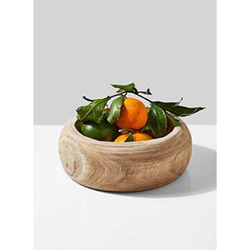 Serene Spaces Living Paulownia Round Wood Bowl - Handmade Decorative Wooden Bowl for Décor, Parties...