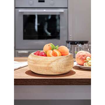 Serene Spaces Living Paulownia Round Wood Bowl - Handmade Decorative Wooden Bowl for Décor, Parties, Weddings, Centerpiece for Floral Arrangements - Single, 4" Tall and 9.5" Diameter