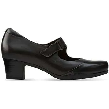 Clarks Women's Rosalyn Wren Pump, Black Leather, 8.5 M US