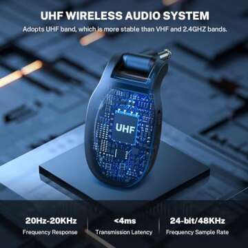 LEKATO Wireless Guitar System Rechargeable UHF Wireless Transmitter Receiver 4 Channel for Electric Guitar Bass, Low Latency Guitar Wireless System (L6)