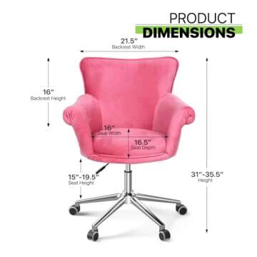 Magshion Office Desk Chair Bar Stool Beauty Nail Salon Spa Vanity Seat (Pink)