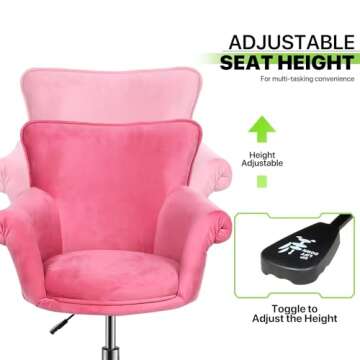Magshion Office Desk Chair Bar Stool Beauty Nail Salon Spa Vanity Seat (Pink)