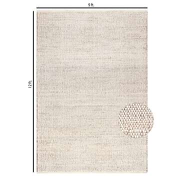 S & L Homes Jute Cotton Hand Woven Natural Farmhouse Area Rug for Living Room - Rustic Vintage Bohemian Décor - (9' x 12' Natural)
