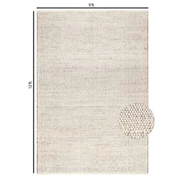 S & L Homes Jute Cotton Hand Woven Natural Farmhouse Area Rug for Living Room - Rustic Vintage Bohemian Décor - (9' x 12' Natural)