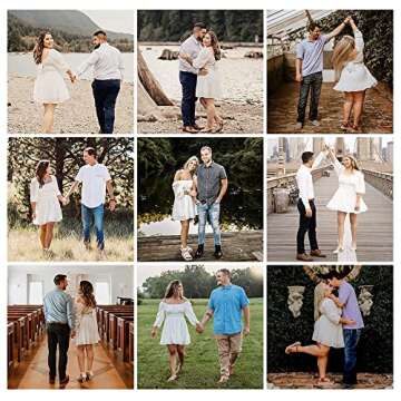 EXLURA Women's Lantern Sleeve Tie Back Casual Dresses Ruffled Off Shoulder A-Line Vintage Mini Dress White