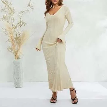 SOOKABEILA Sexy Long Backless Maxi Dress for Women