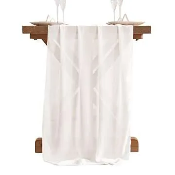 Socomi Ivory White Chiffon Table Runner Perfect for Weddings