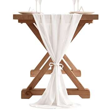 Socomi Ivory White Chiffon Table Runner Perfect for Weddings