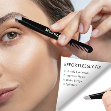 MORGLES Tweezers Set with Clippers 9 Pcs Stainless Steel Grooming Kit