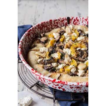 Crow Canyon Home Splatter Enamelware Cocktail Tray/Deep Dish Pizza Pan, Red