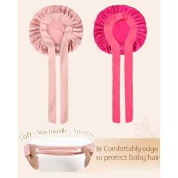 YANIBEST 2 PCS Baby Bonnet Silk Satin Bonnet for Kids Sleeping Cap Curly Natural Hair Silk Bonnets for Girls Boys Infant