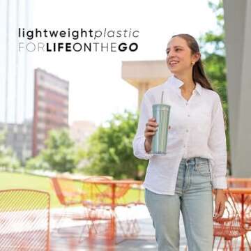 Simple Modern Plastic Tumbler with Lid and Straw | Reusable BPA Free Iced Coffee Cups Double Wall Smoothie Cup | Gifts for Women Men Him Her | Classic Collection | 24oz | Lavender Mist