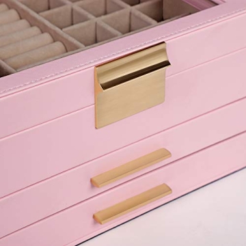 Elegant SONGMICS Jewelry Box with Glass Lid and 19 Compartments for Organizing
