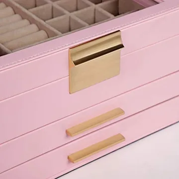 Elegant SONGMICS Jewelry Box with Glass Lid and 19 Compartments for Organizing