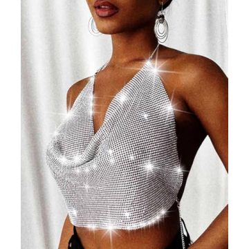 Fstrend Rhinestones Body Chain - Sparkly Silver Glamour