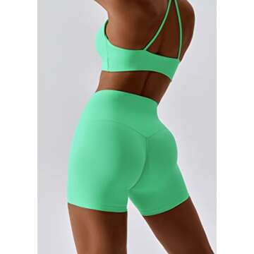 ABOCIW Workout Sets for Women 2 Piece Yoga Outfits Twist Front Halter Sports Bras Tummy Control High...