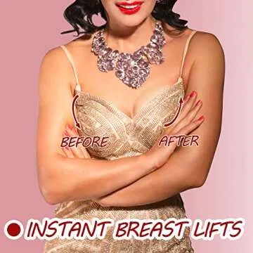BEWTEIM Boob Tape for Large Breasts Roll 4 inch, Boobytape for Breast Lift Plus Size D-G Cup, Push Up Tape Breast Lifting w 1 Pair Silicon Nipple Covers 5 Pairs Satin Brestals Brown