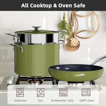 Nuwave Lux 13pc Forged Lightweight Cookware Set PFAS Free, Healthy G10 Duralon Ceramic Coating, Ultra Non-Stick, Stay-Cool Handles, Works on All Cooktops & Induction Ready